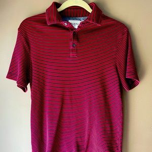 Red and Navy Blue Thin Striped Polo Shirt